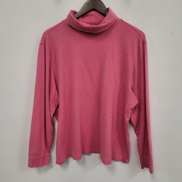 LL Bean Women Turtleneck Top Size 2X Long Sleeve Cotton Basic Preppy Classic - Picture 1 of 9
